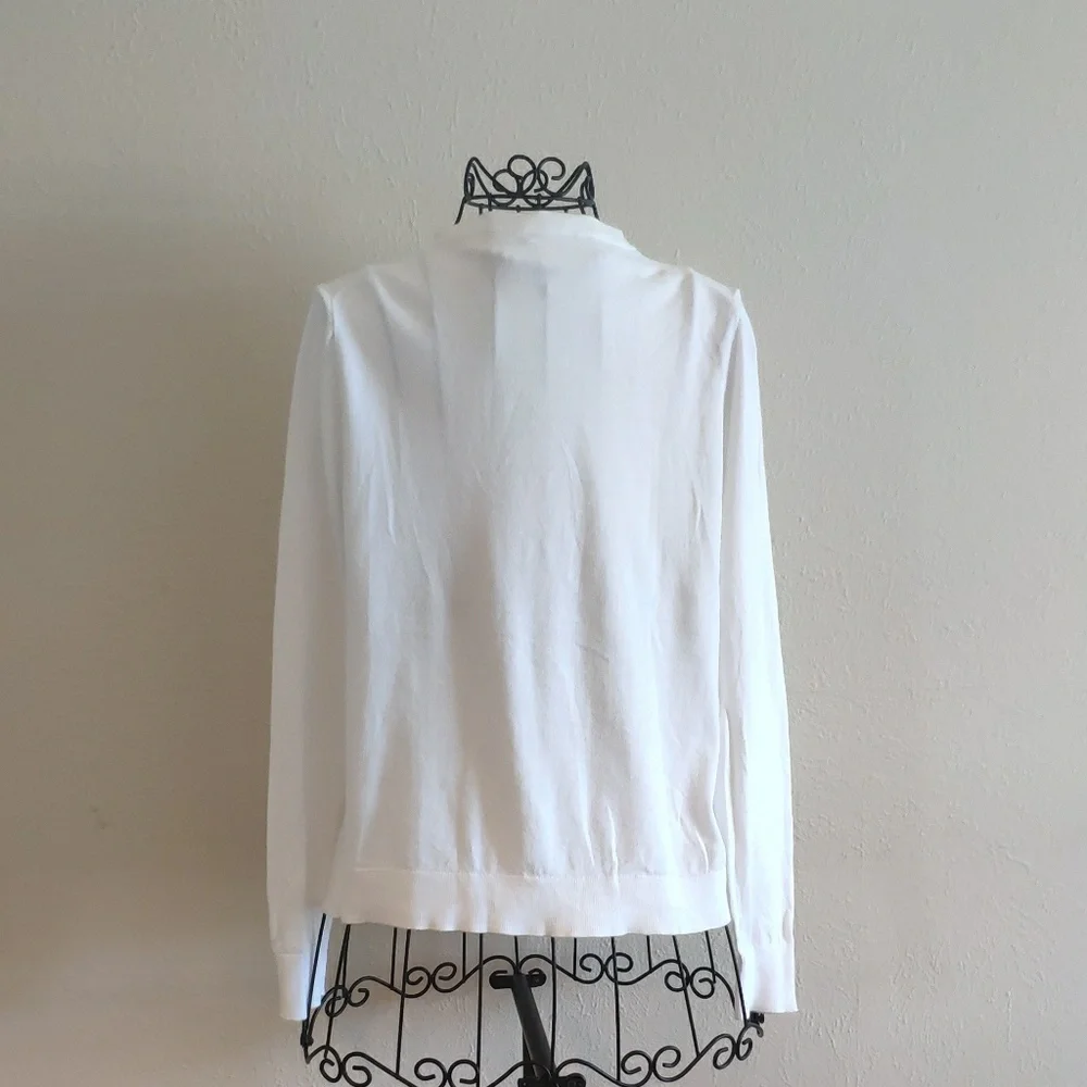 Classic Women's White Button-Front Sweater Cardigan